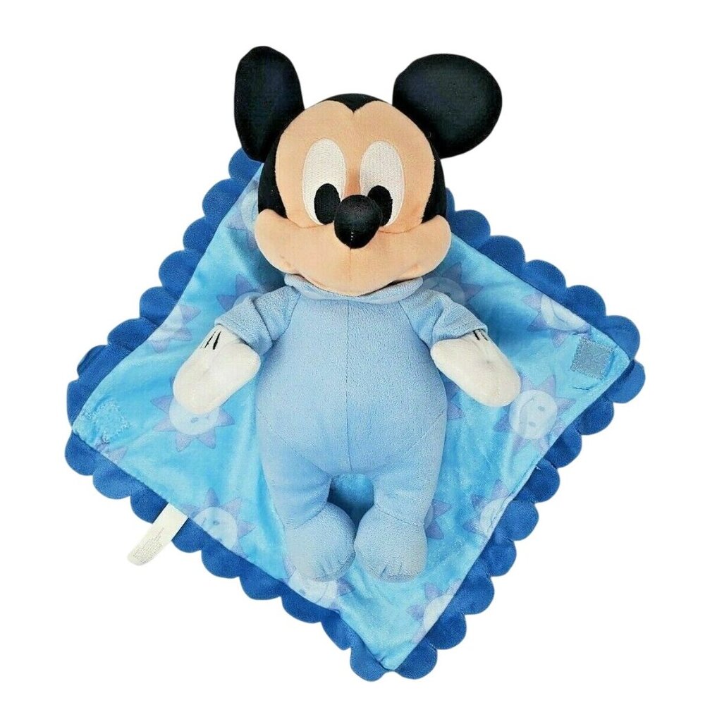Disney Parks Baby Mickey Mouse Blue Blanket Buddy Plush Sun Retired 13”